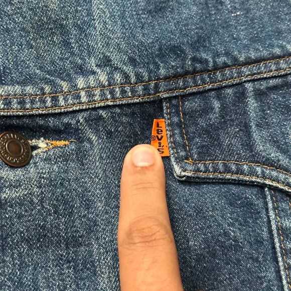 Vintage 70s Levi's Orange Tab Western Denim Trench Duster Jacket Size XL - Picture 3 of 8